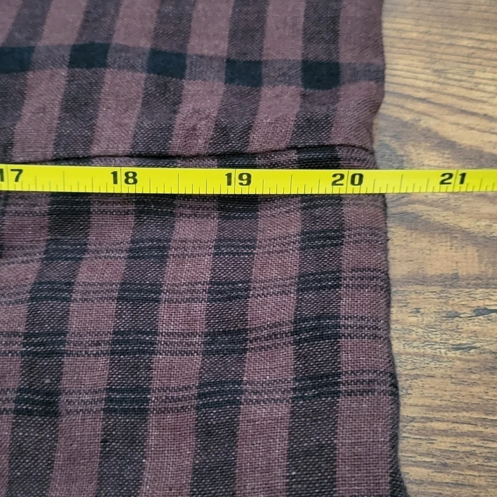 Everlane Linen Brown Black Plaid Button Down Jumpsuit